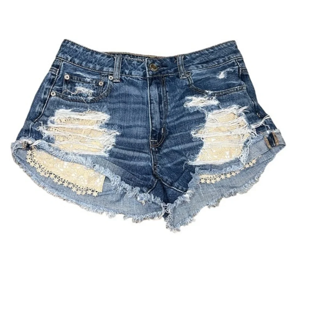 American Eagle Outfitters‎ Hi Rise Festival Destroyed Cuffed Jean Shorts Size 8